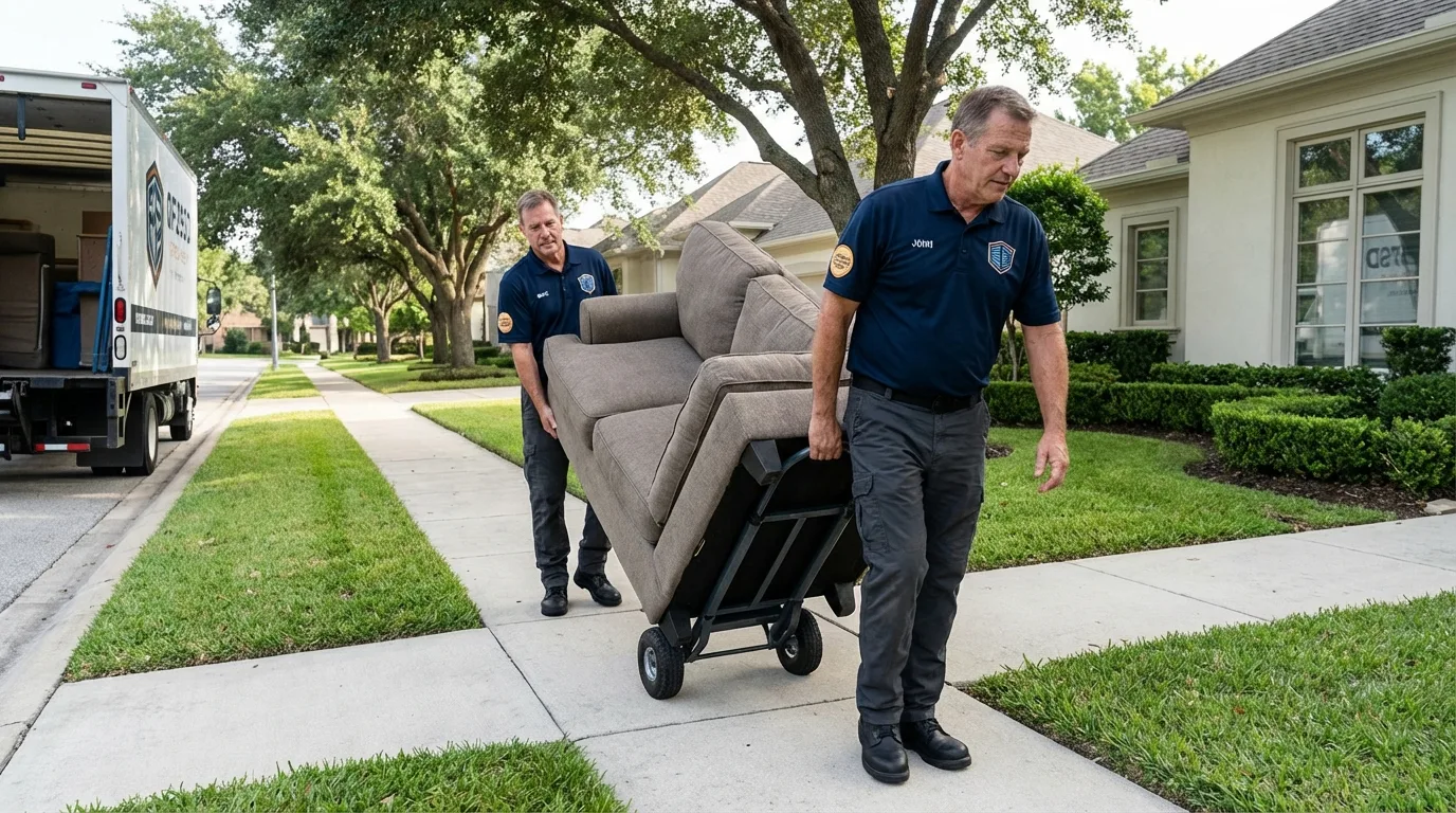 Local residential moving crew loading furniture in Fairbank, IA